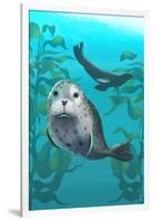 Harbor Seals-Lantern Press-Framed Art Print