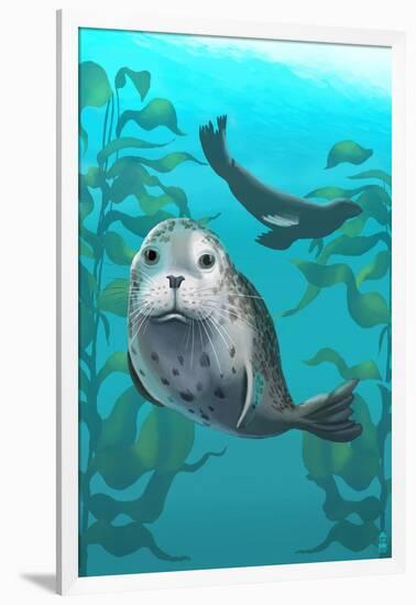 Harbor Seals-Lantern Press-Framed Art Print