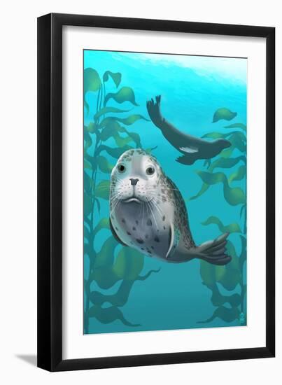 Harbor Seals-Lantern Press-Framed Art Print