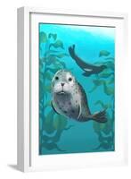 Harbor Seals-Lantern Press-Framed Art Print