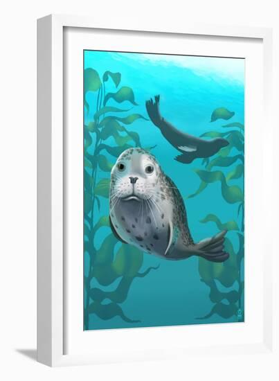 Harbor Seals-Lantern Press-Framed Art Print