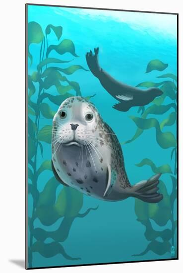 Harbor Seals-Lantern Press-Mounted Art Print