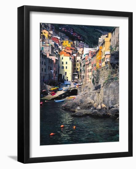 Harbor View of Hillside Town of Riomaggiore, Cinque Terre, Italy-Julie Eggers-Framed Photographic Print