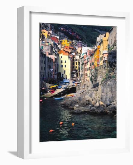 Harbor View of Hillside Town of Riomaggiore, Cinque Terre, Italy-Julie Eggers-Framed Photographic Print