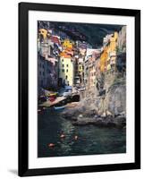 Harbor View of Hillside Town of Riomaggiore, Cinque Terre, Italy-Julie Eggers-Framed Photographic Print