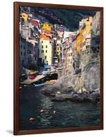 Harbor View of Hillside Town of Riomaggiore, Cinque Terre, Italy-Julie Eggers-Framed Photographic Print