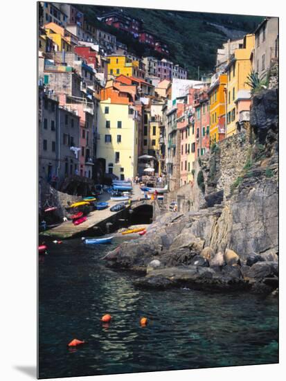 Harbor View of Hillside Town of Riomaggiore, Cinque Terre, Italy-Julie Eggers-Mounted Photographic Print
