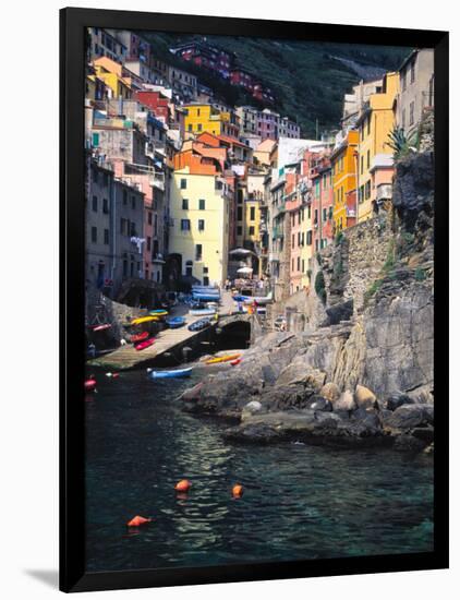 Harbor View of Hillside Town of Riomaggiore, Cinque Terre, Italy-Julie Eggers-Framed Photographic Print