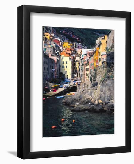 Harbor View of Hillside Town of Riomaggiore, Cinque Terre, Italy-Julie Eggers-Framed Photographic Print