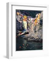 Harbor View of Hillside Town of Riomaggiore, Cinque Terre, Italy-Julie Eggers-Framed Photographic Print