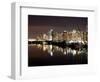 Harbor View with Buildings Lit Up at Night, Coal Harbor, Lost Lagoon, Vancouver, British Columbi...-null-Framed Photographic Print