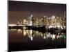 Harbor View with Buildings Lit Up at Night, Coal Harbor, Lost Lagoon, Vancouver, British Columbi...-null-Mounted Photographic Print