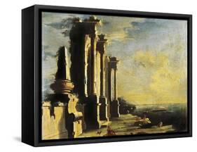 Harbor with Ruins-Leonardo Coccorante-Framed Stretched Canvas