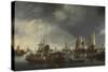 Harbor with Sailboats and Ferry Boat-Hendrick Jacobsz Dubbels-Stretched Canvas