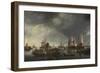 Harbor with Sailboats and Ferry Boat-Hendrick Jacobsz Dubbels-Framed Art Print