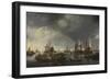 Harbor with Sailboats and Ferry Boat-Hendrick Jacobsz Dubbels-Framed Art Print