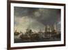 Harbor with Sailboats and Ferry Boat-Hendrick Jacobsz Dubbels-Framed Art Print