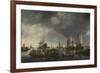 Harbor with Sailboats and Ferry Boat-Hendrick Jacobsz Dubbels-Framed Art Print