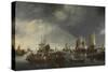 Harbor with Sailboats and Ferry Boat-Hendrick Jacobsz Dubbels-Stretched Canvas