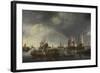 Harbor with Sailboats and Ferry Boat-Hendrick Jacobsz Dubbels-Framed Art Print