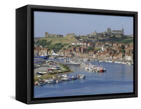 Harbour, Abbey and St. Mary's Church, Whitby, Yorkshire, England, UK, Europe-Michael Short-Framed Stretched Canvas