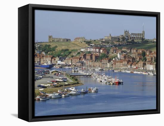 Harbour, Abbey and St. Mary's Church, Whitby, Yorkshire, England, UK, Europe-Michael Short-Framed Stretched Canvas