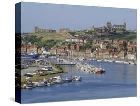 Harbour, Abbey and St. Mary's Church, Whitby, Yorkshire, England, UK, Europe-Michael Short-Stretched Canvas