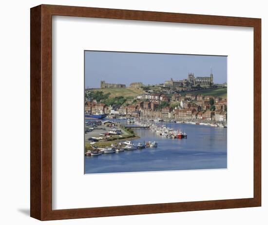 Harbour, Abbey and St. Mary's Church, Whitby, Yorkshire, England, UK, Europe-Michael Short-Framed Photographic Print