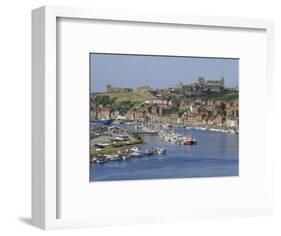 Harbour, Abbey and St. Mary's Church, Whitby, Yorkshire, England, UK, Europe-Michael Short-Framed Photographic Print