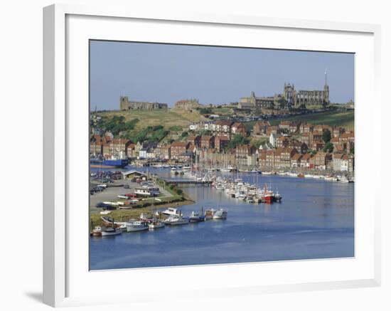 Harbour, Abbey and St. Mary's Church, Whitby, Yorkshire, England, UK, Europe-Michael Short-Framed Photographic Print