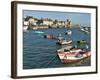 Harbour and Fishing Boats With Houses and Church in the Background, Barfleur, Normandy, France-Guy Thouvenin-Framed Photographic Print