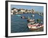 Harbour and Fishing Boats With Houses and Church in the Background, Barfleur, Normandy, France-Guy Thouvenin-Framed Photographic Print