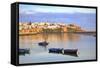 Harbour and Fishing Boats with Oudaia Kasbah and Coastline in Background, Rabat, Morocco-Neil Farrin-Framed Stretched Canvas