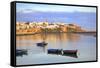 Harbour and Fishing Boats with Oudaia Kasbah and Coastline in Background, Rabat, Morocco-Neil Farrin-Framed Stretched Canvas