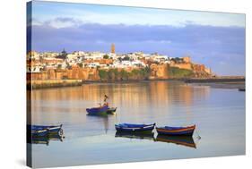 Harbour and Fishing Boats with Oudaia Kasbah and Coastline in Background, Rabat, Morocco-Neil Farrin-Stretched Canvas