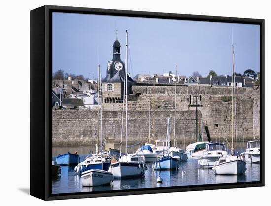 Harbour and Old Walled Town, Concarneau, Finistere, Brittany, France-David Hughes-Framed Stretched Canvas