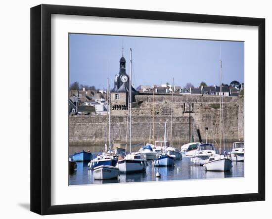 Harbour and Old Walled Town, Concarneau, Finistere, Brittany, France-David Hughes-Framed Photographic Print