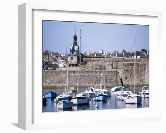 Harbour and Old Walled Town, Concarneau, Finistere, Brittany, France-David Hughes-Framed Photographic Print