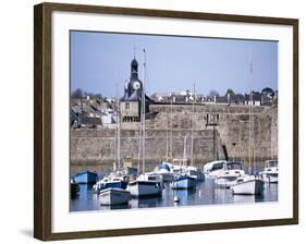 Harbour and Old Walled Town, Concarneau, Finistere, Brittany, France-David Hughes-Framed Photographic Print