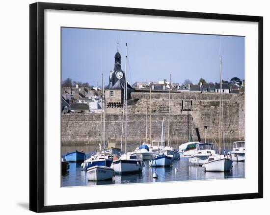 Harbour and Old Walled Town, Concarneau, Finistere, Brittany, France-David Hughes-Framed Photographic Print