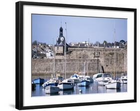 Harbour and Old Walled Town, Concarneau, Finistere, Brittany, France-David Hughes-Framed Photographic Print