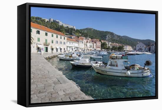 Harbour and Spanish Fortress, Hvar, Hvar Island, Dalmatia, Croatia, Europe-Frank Fell-Framed Stretched Canvas