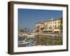 Harbour and Waterfront Cafes, Lazise, Lake Garda, Veneto, Italian Lakes, Italy, Europe-James Emmerson-Framed Photographic Print