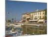 Harbour and Waterfront Cafes, Lazise, Lake Garda, Veneto, Italian Lakes, Italy, Europe-James Emmerson-Mounted Photographic Print