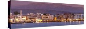 Harbour at Dusk and White Mountains, Chania, Crete, Greek Islands, Greece, Europe-John Miller-Stretched Canvas