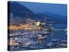 Harbour at Dusk, Monte Carlo, Monaco-Peter Adams-Stretched Canvas
