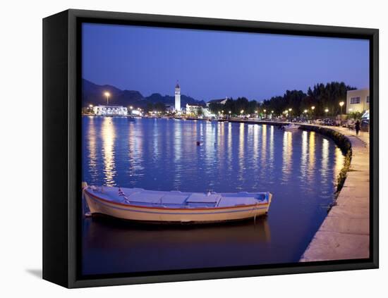 Harbour at Dusk, Zakynthos Town, Zakynthos, Ionian Islands, Greek Islands, Greece, Europe-Frank Fell-Framed Stretched Canvas