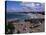 Harbour at Low Tide with Town Beach Beyond, Newquay, Cornwall, England, United Kingdom-Julian Pottage-Stretched Canvas