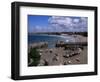 Harbour at Low Tide with Town Beach Beyond, Newquay, Cornwall, England, United Kingdom-Julian Pottage-Framed Photographic Print