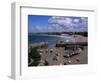 Harbour at Low Tide with Town Beach Beyond, Newquay, Cornwall, England, United Kingdom-Julian Pottage-Framed Photographic Print